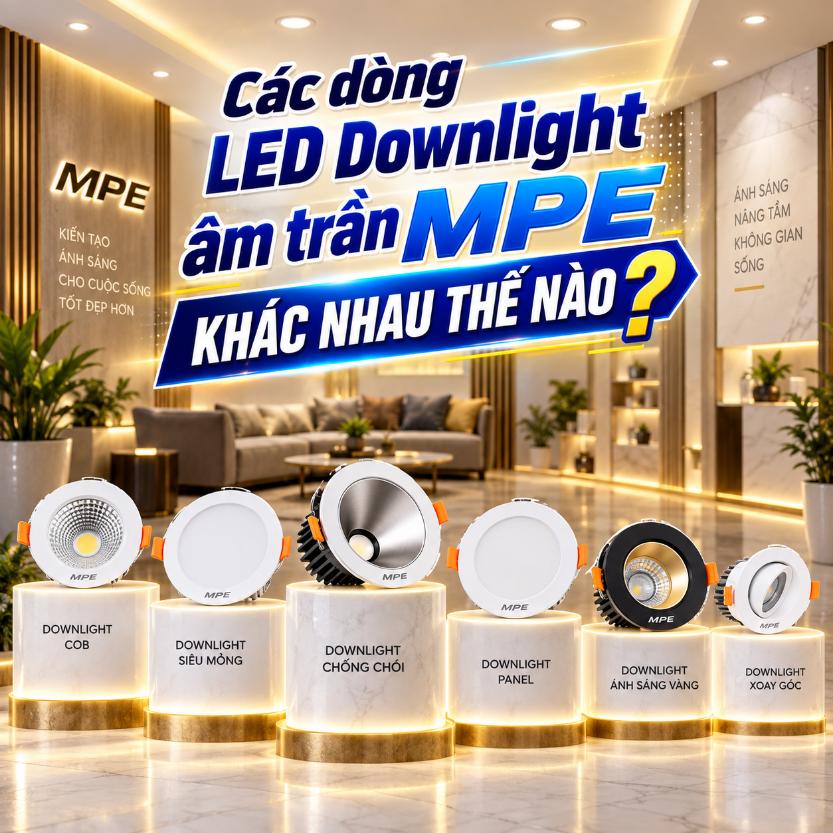 Các dòng LED Downlight âm trần MPE khác nhau thế nào? Hướng dẫn chọn đúng loại