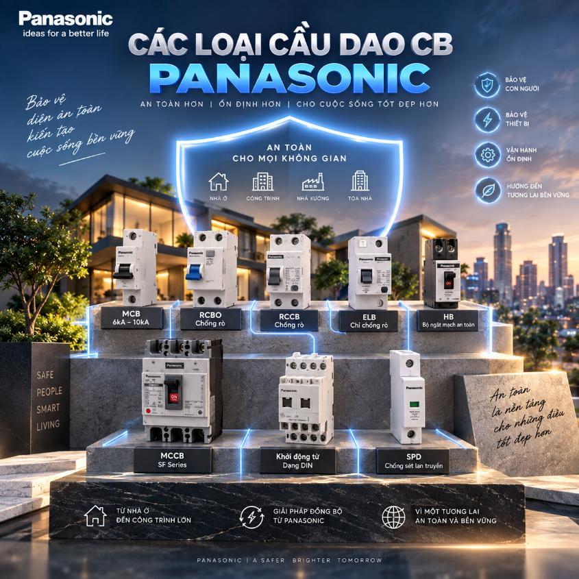 Các loại cầu dao CB Panasonic: MCB, RCBO, ELB, RCCB, HB và MCCB chọn thế nào?