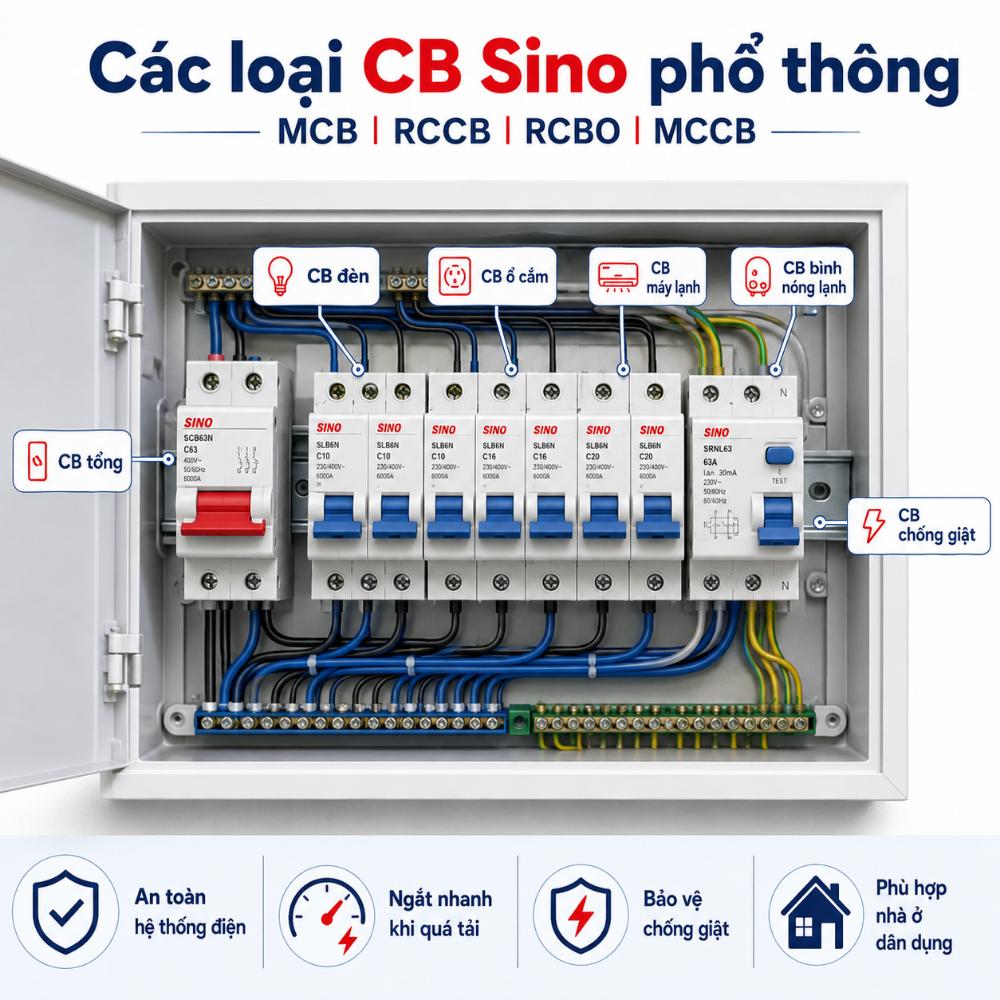 Các loại CB Sino phổ thông: Phân biệt seri, số cực và công dụng từng loại