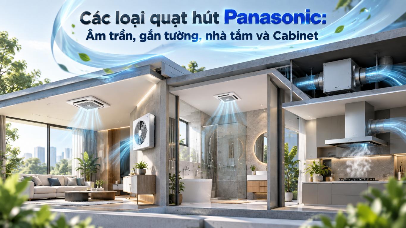 Các loại quạt hút Panasonic: Âm trần, gắn tường, nhà tắm và Cabinet