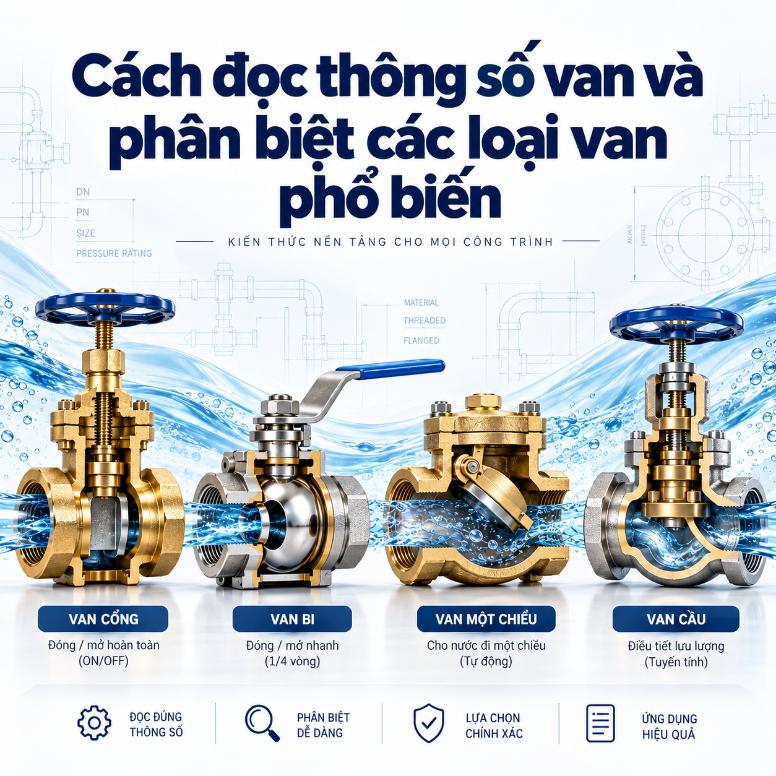Cách đọc thông số van và phân biệt các loại van phổ biến