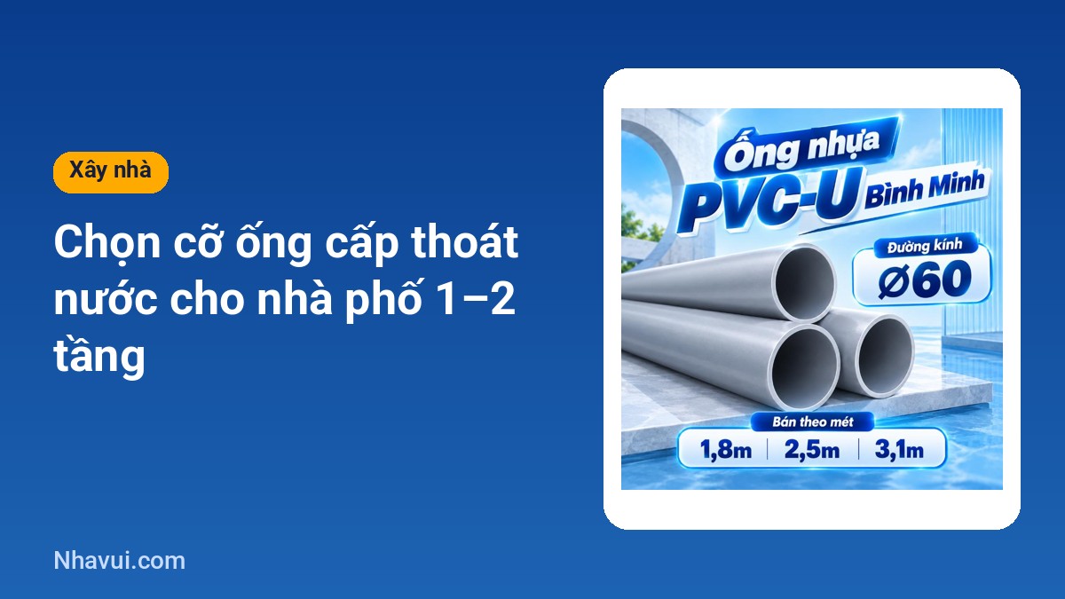 Chọn cỡ ống cấp thoát nước nhà phố 1-2 tầng