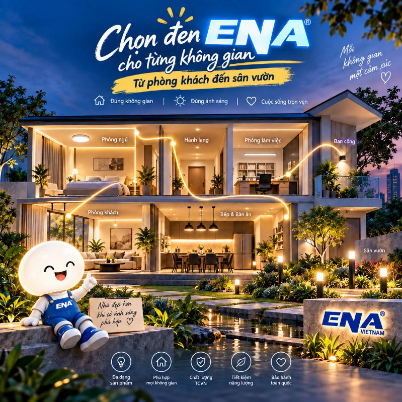 Chọn đèn ENA cho từng không gian: Từ phòng khách đến sân vườn