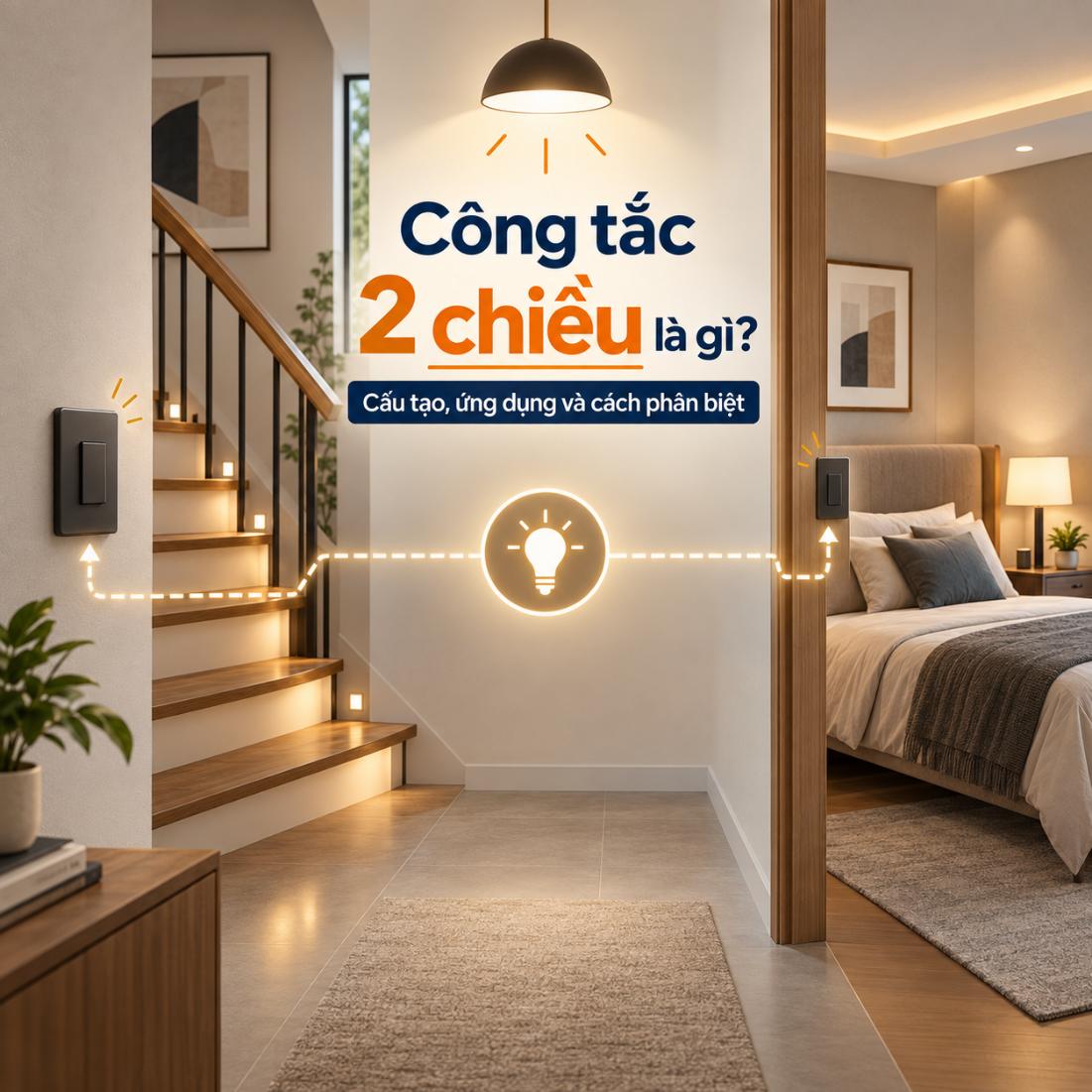 Công tắc 2 chiều là gì? Cấu tạo, ứng dụng và cách phân biệt