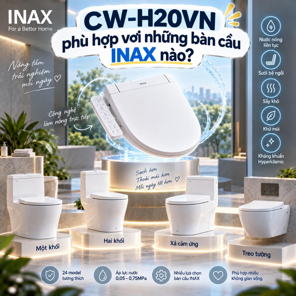 CW-H20VN phù hợp với những bàn cầu INAX nào?