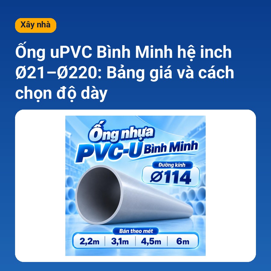Ống nhựa uPVC Bình Minh hệ inch