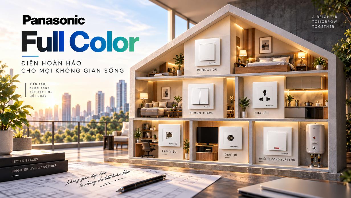 Panasonic Full Color: Công tắc, ổ cắm và mặt thiết bị đồng bộ