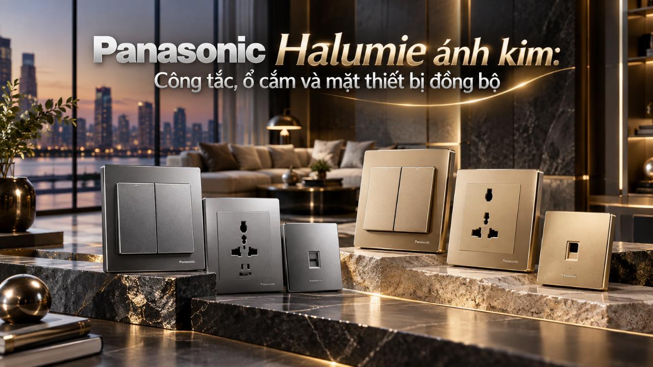Panasonic Halumie ánh kim: Công tắc, ổ cắm và mặt thiết bị đồng bộ