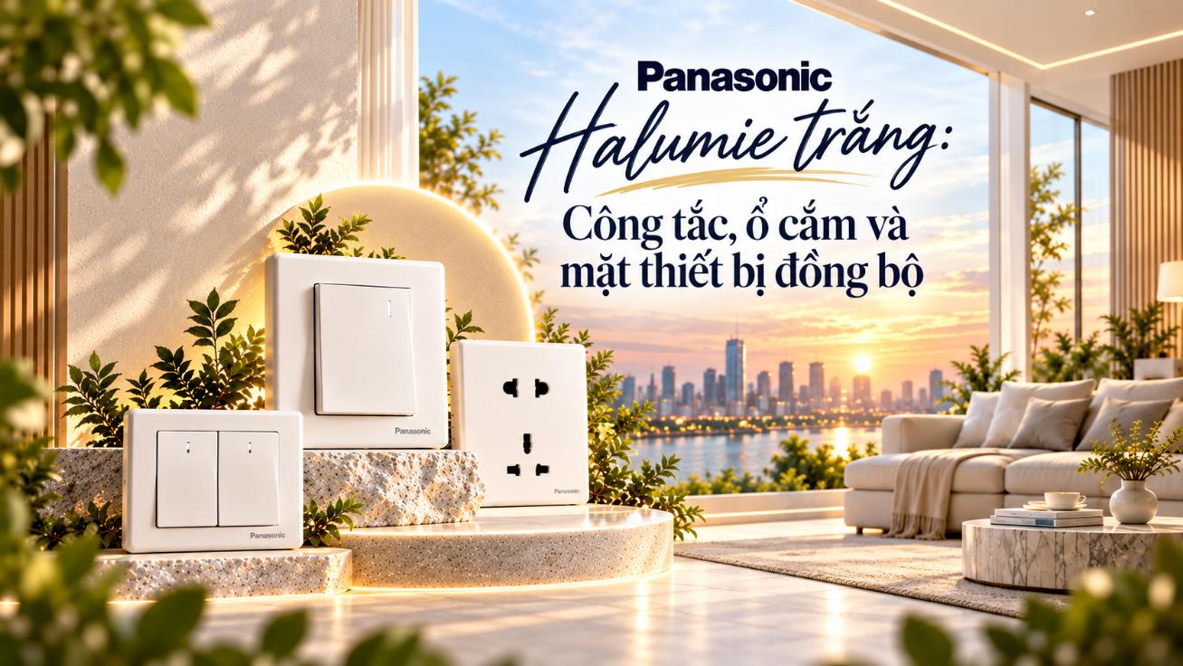 Panasonic Halumie trắng: Công tắc, ổ cắm và mặt thiết bị đồng bộ