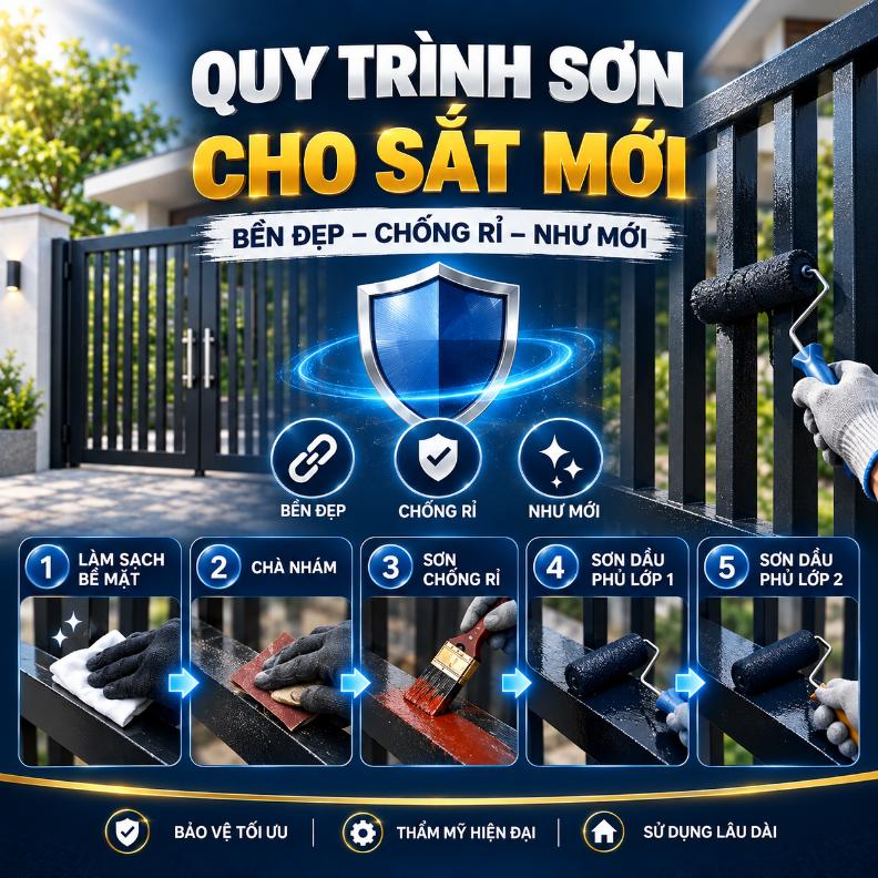 Quy trình sơn cho sắt mới: Các bước chuẩn để bền đẹp lâu dài
