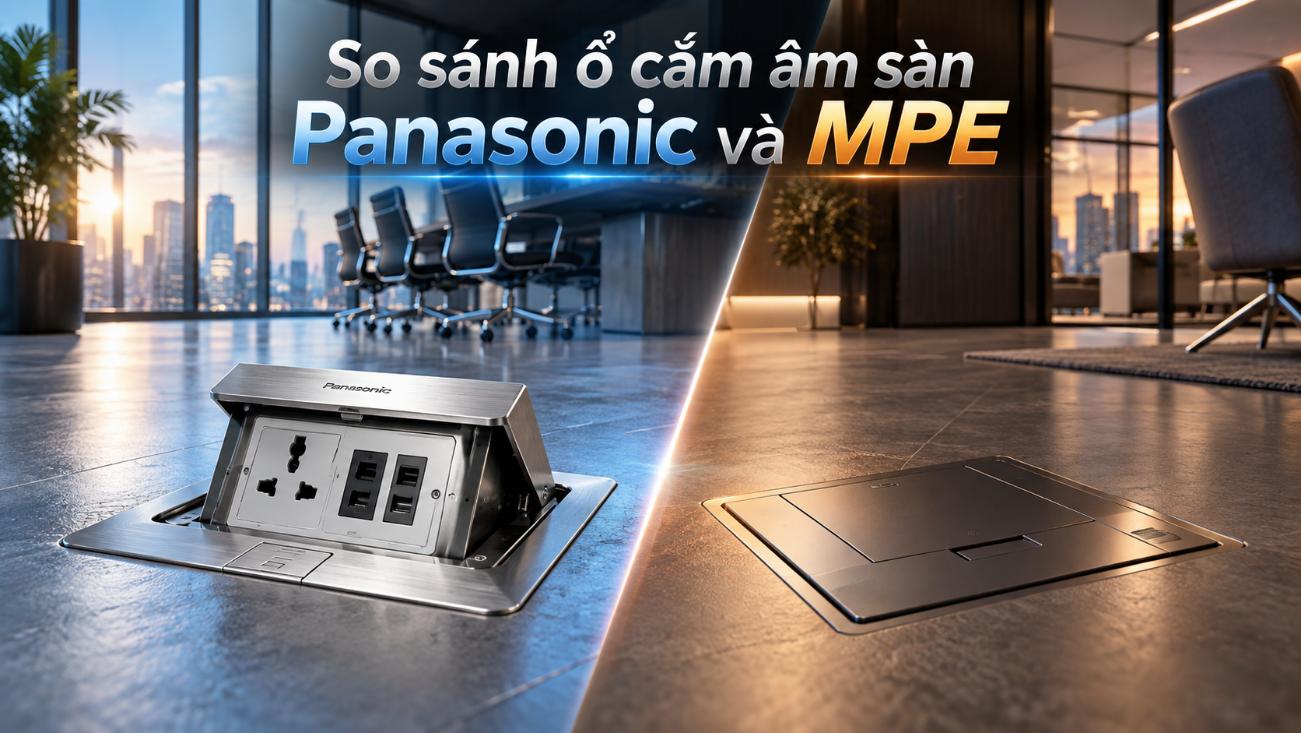 So sánh các dòng ổ cắm âm sàn Panasonic và MPE: chọn loại nào theo ngân sách và công trình?
