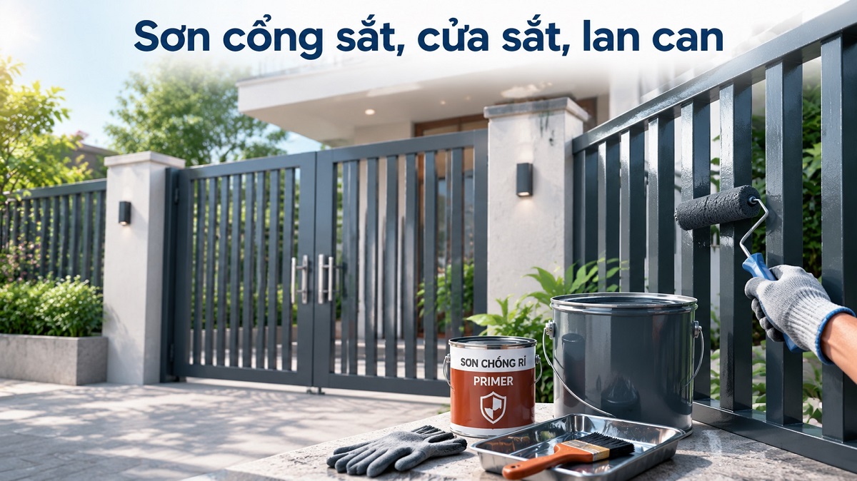 Sơn cổng sắt, cửa sắt, lan can: Cách chọn hệ sơn bền đẹp cho nhà phố