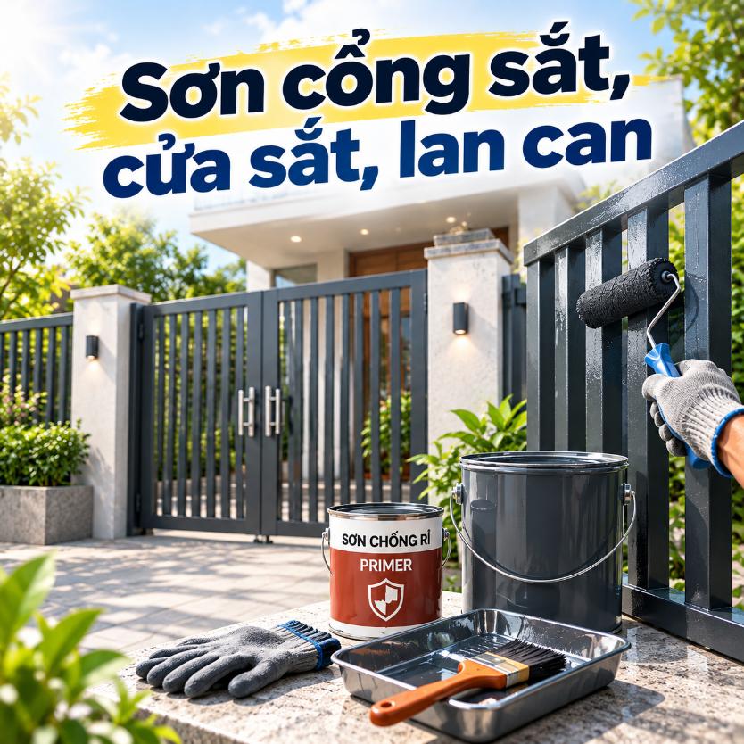 Sơn cổng sắt, cửa sắt, lan can: Cách chọn hệ sơn bền đẹp cho nhà phố