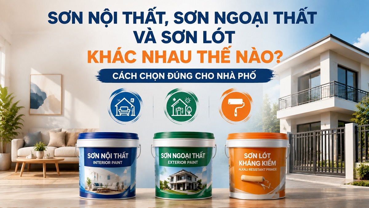 Sơn nội thất, sơn ngoại thất và sơn lót khác nhau thế nào? Cách chọn đúng cho nhà phố