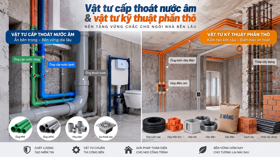 Vật tư cấp thoát nước âm & vật tư kỹ thuật phần thô
