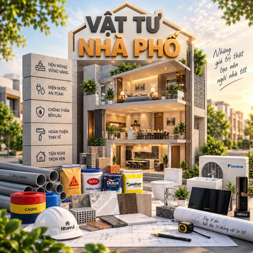 Vật tư nhà phố theo 3 phân khúc – Phổ thông, Trung cấp và Cao cấp