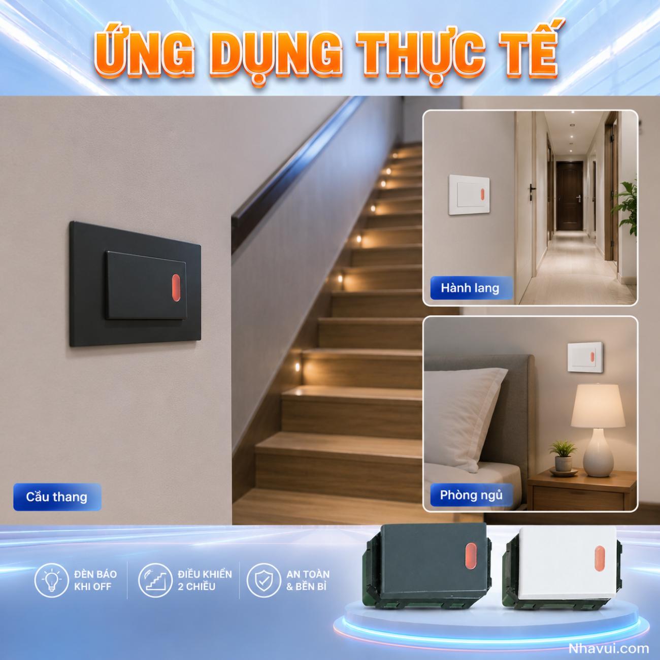 Công tắc C 2 chiều có đèn báo khi OFF Panasonic Wide Series