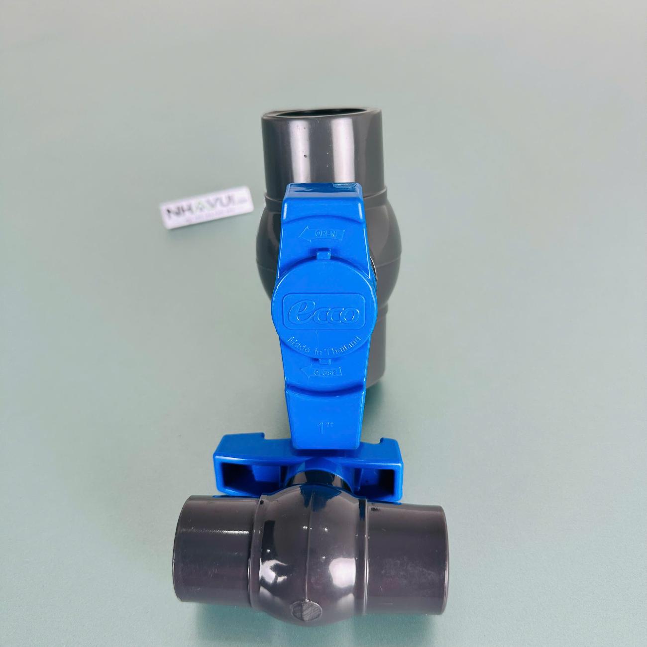 Van bi nhựa PVC ECCO không ren Ø21–Ø60 – tay gạt đóng mở dòng nước