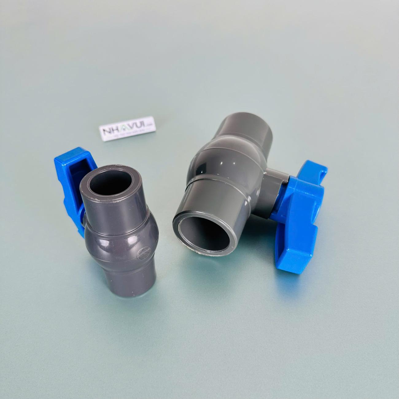 Van bi nhựa PVC ECCO không ren Ø21–Ø60 – tay gạt đóng mở dòng nước