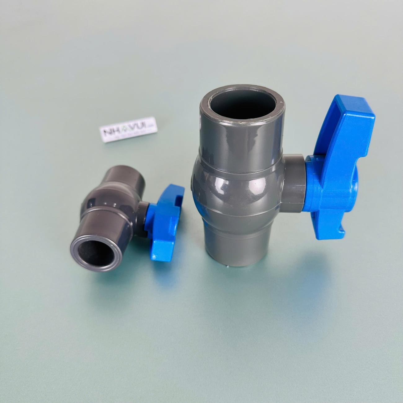 Van bi nhựa PVC ECCO không ren Ø21–Ø60 – tay gạt đóng mở dòng nước
