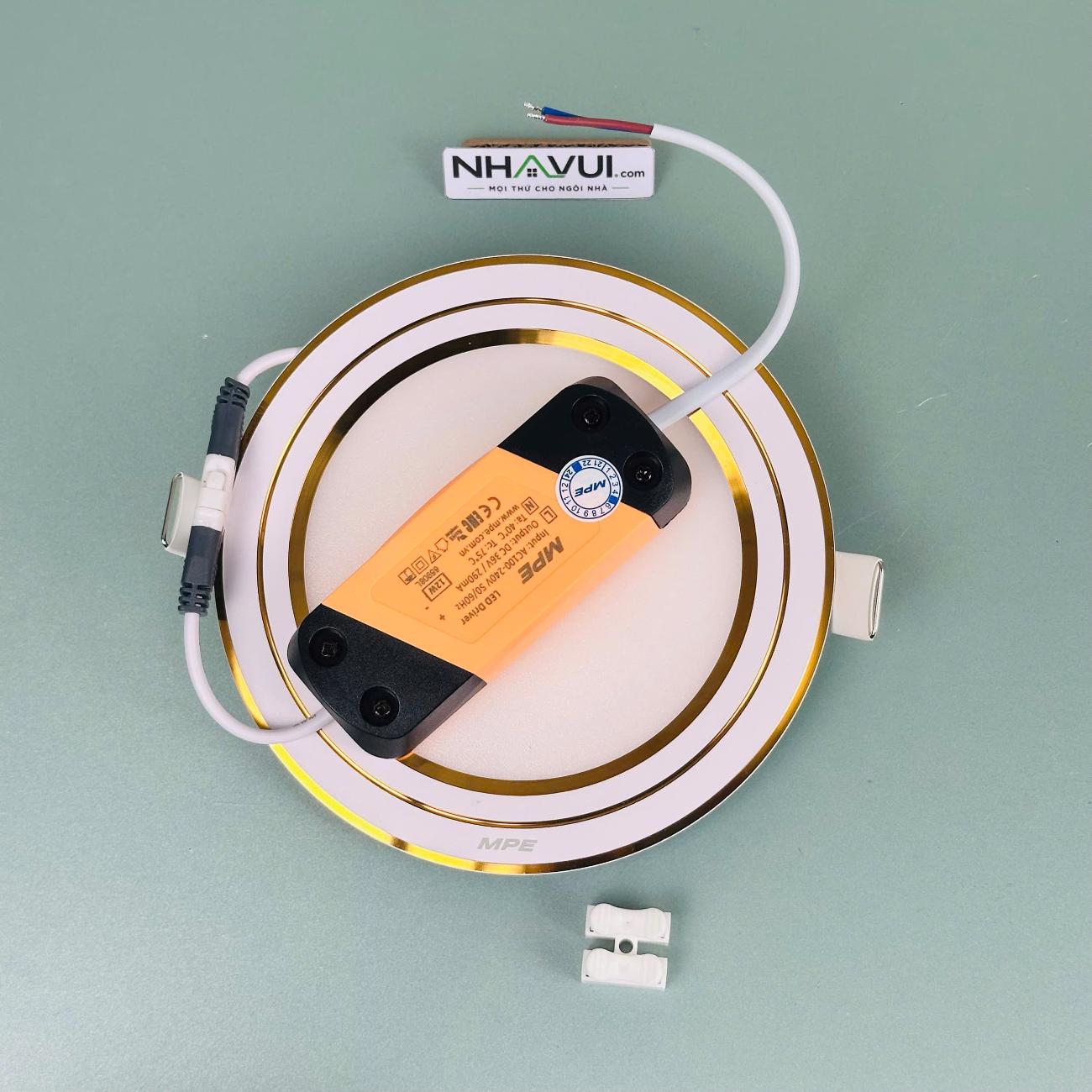 LED Panel tròn âm trần RPL viền vàng 7W–12W