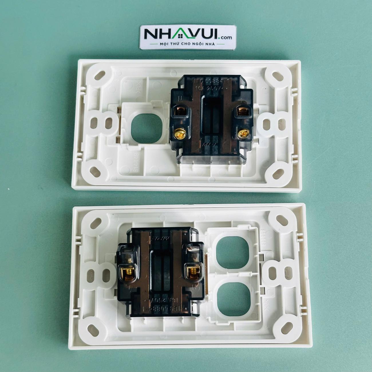 Ổ cắm đôi 2 chấu MPE A20US2XN A20US2XXN đế liền 16A 120x72mm