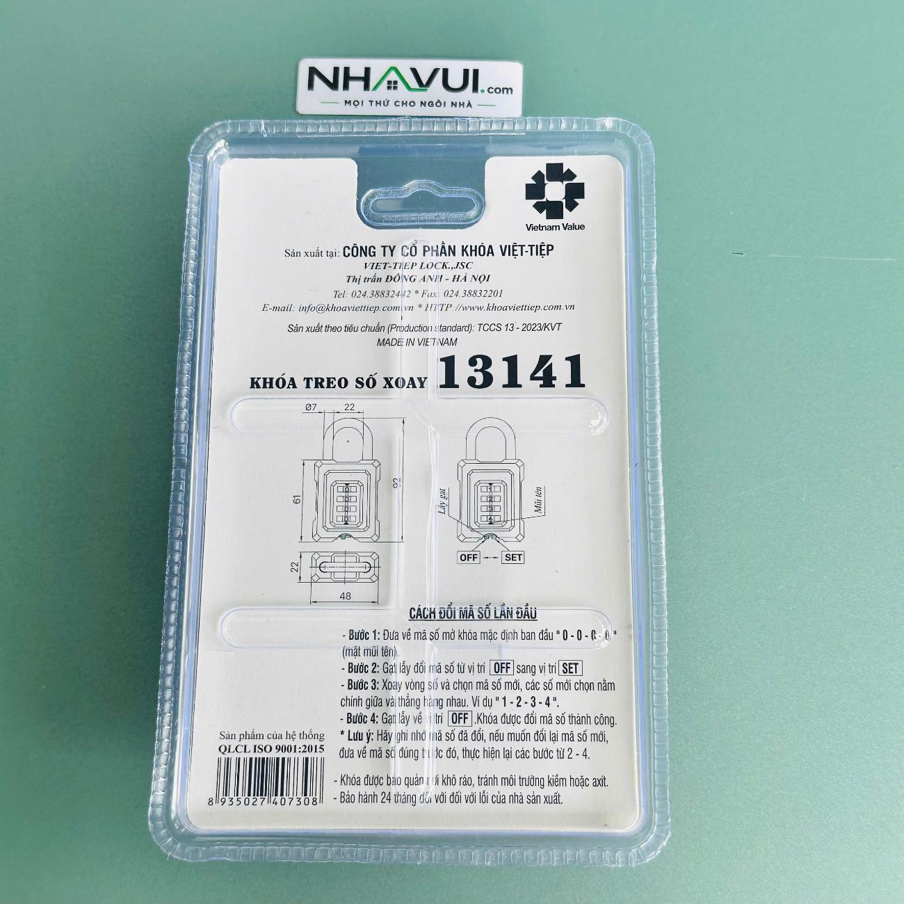 Khóa treo số xoay Việt Tiệp 13141