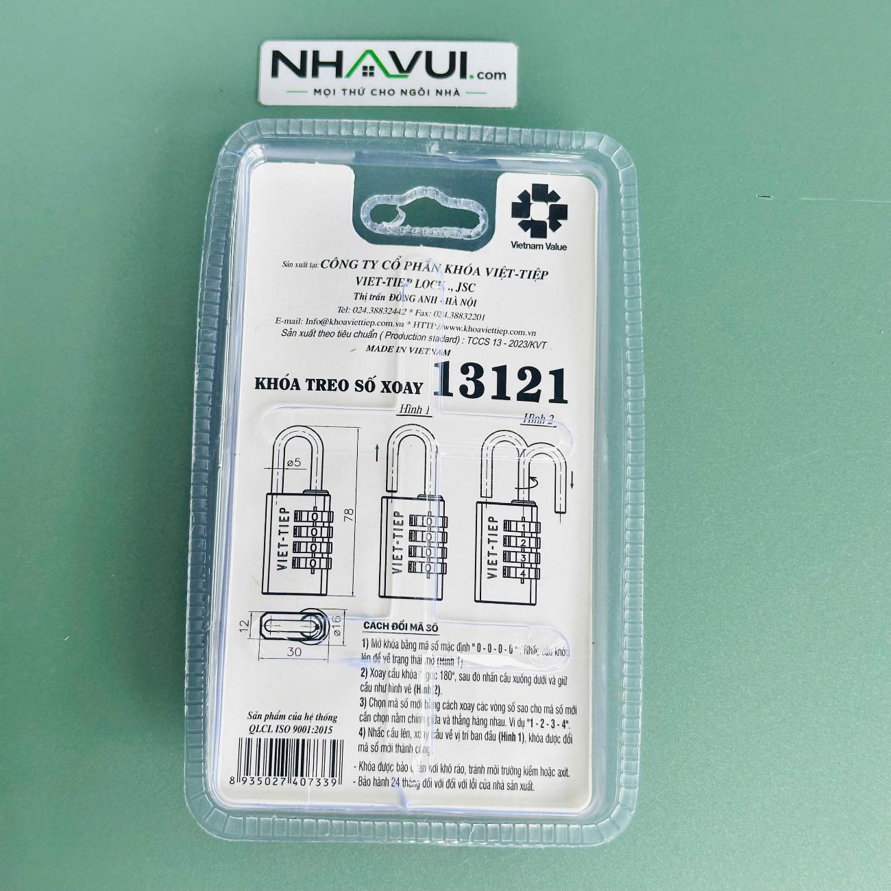 Khóa treo số xoay Việt Tiệp 13121