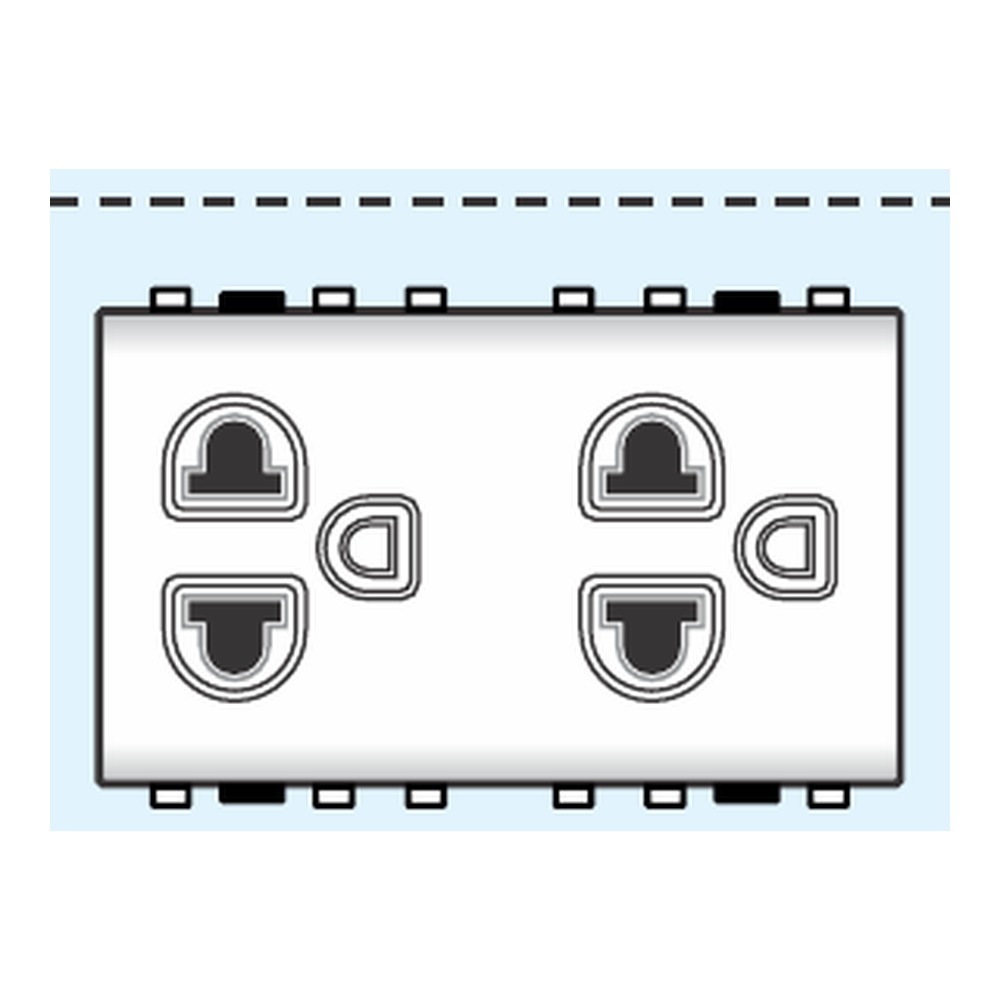 2 ổ cắm 3 chấu có màn che 16A Sino SCUE2
