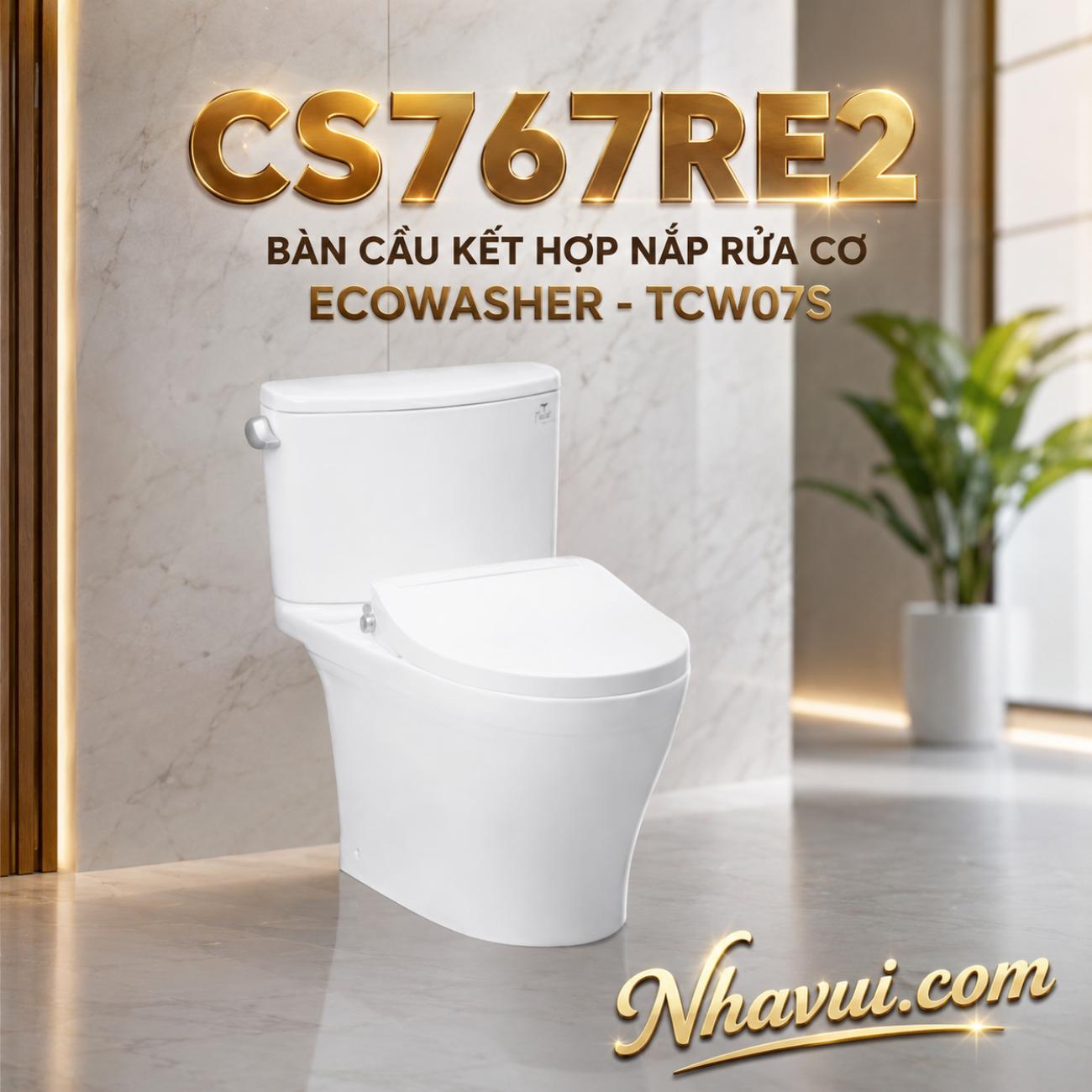 Bàn cầu kết hợp nắp rửa cơ TOTO CS767RE2 ECOWASHER TCW07S