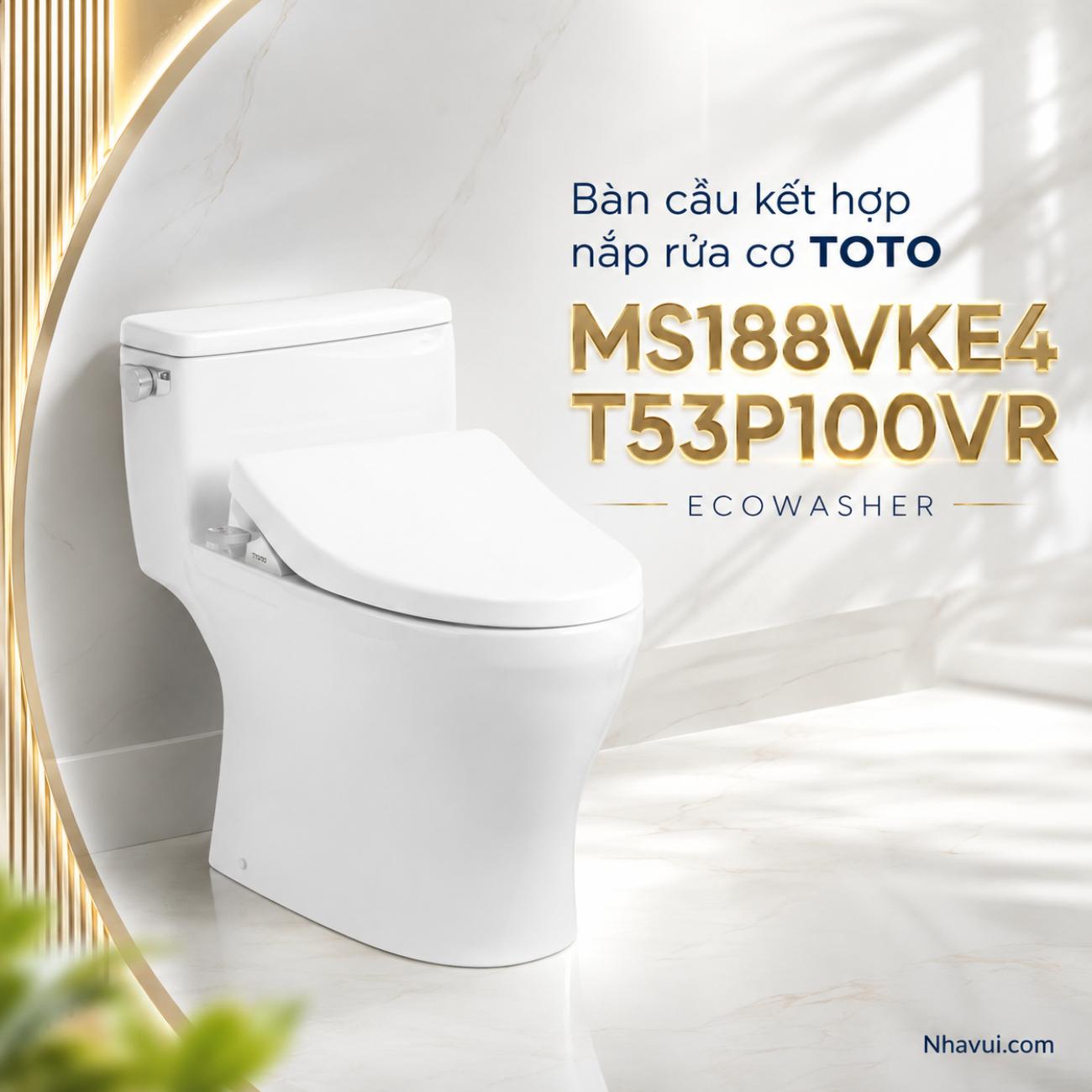Bàn cầu kết hợp nắp rửa cơ TOTO MS188VKE4 T53P100VR ECOWASHER