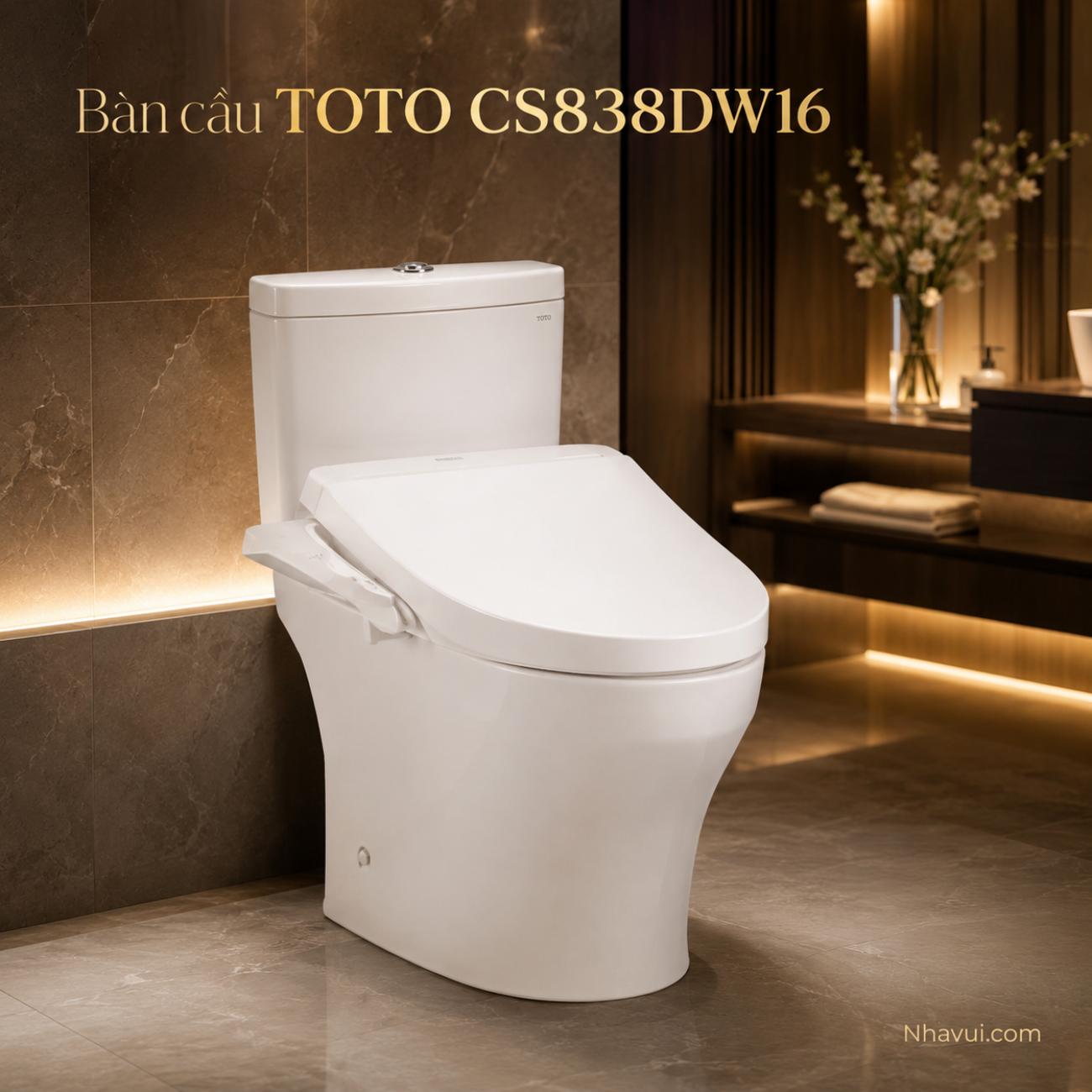 Bàn cầu kết hợp nắp rửa điện tử TOTO CS838DW16 WASHLET dòng C2 TCF23410AAA
