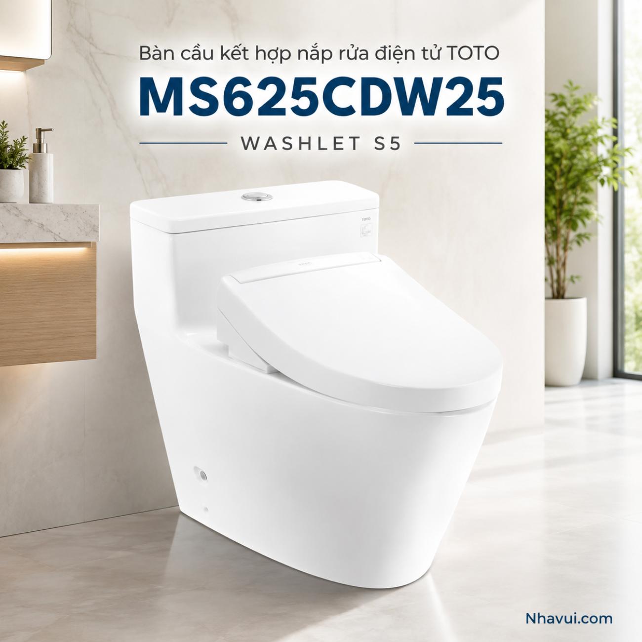 Bàn cầu kết hợp nắp rửa điện tử TOTO MS625CDW25 WASHLET S5