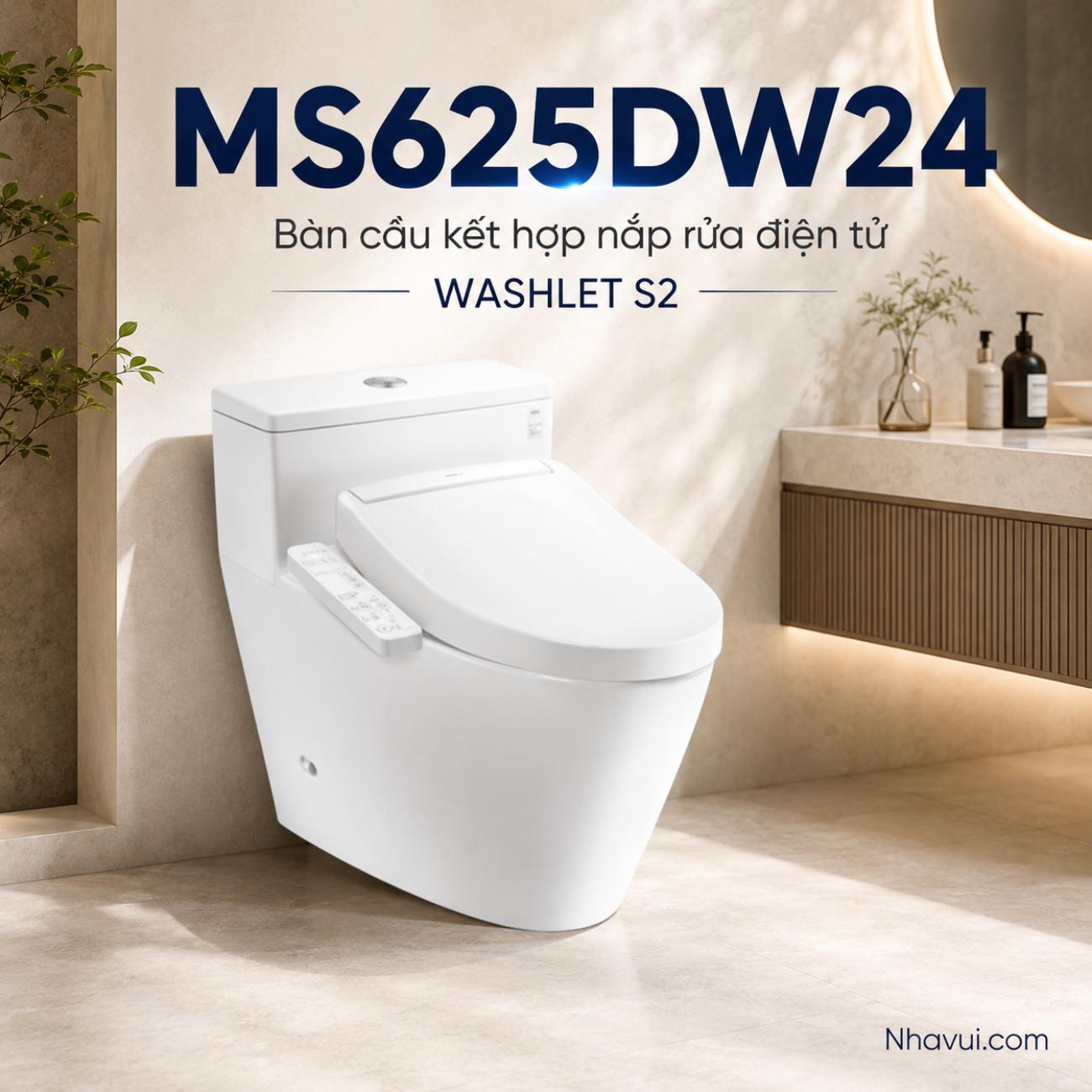 Bàn cầu kết hợp nắp rửa điện tử TOTO MS625DW24 WASHLET S2