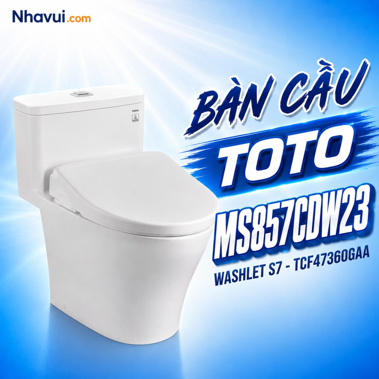 Bàn cầu kết hợp nắp rửa điện tử TOTO MS857CDW23 WASHLET dòng S7 TCF47360GAA