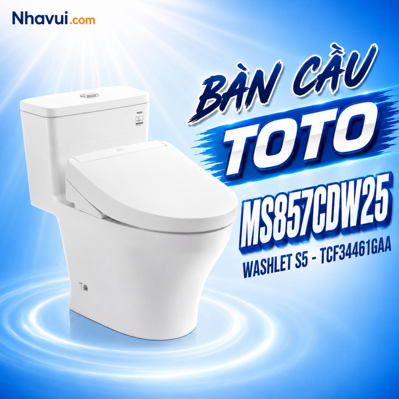 Bàn cầu kết hợp nắp rửa điện tử TOTO MS857CDW25 WASHLET dòng S5 TCF34461GAA