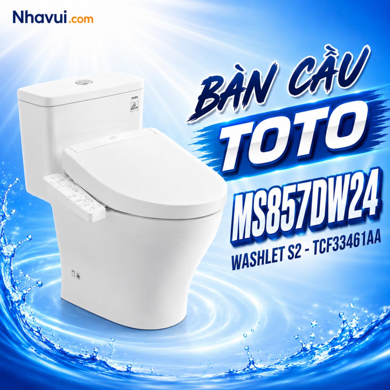 Bàn cầu kết hợp nắp rửa điện tử TOTO MS857DW24 WASHLET dòng S2 TCF33461AA