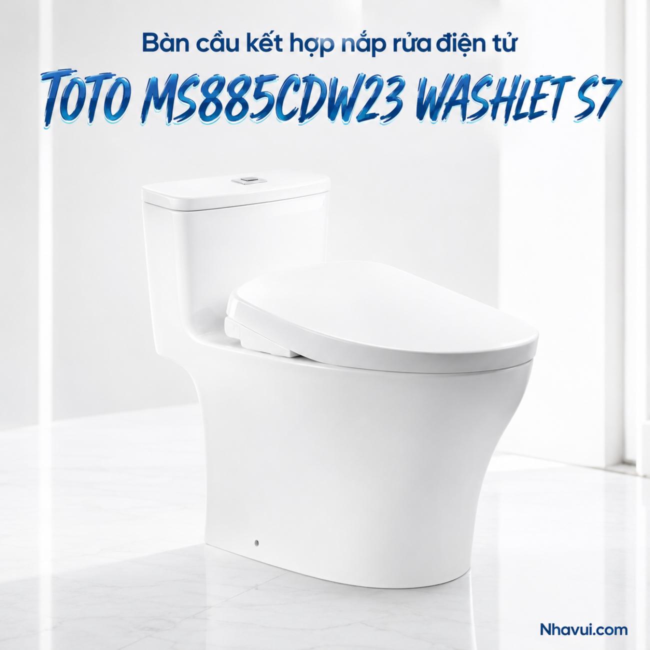 Bàn cầu kết hợp nắp rửa điện tử TOTO MS885CDW23 WASHLET S7