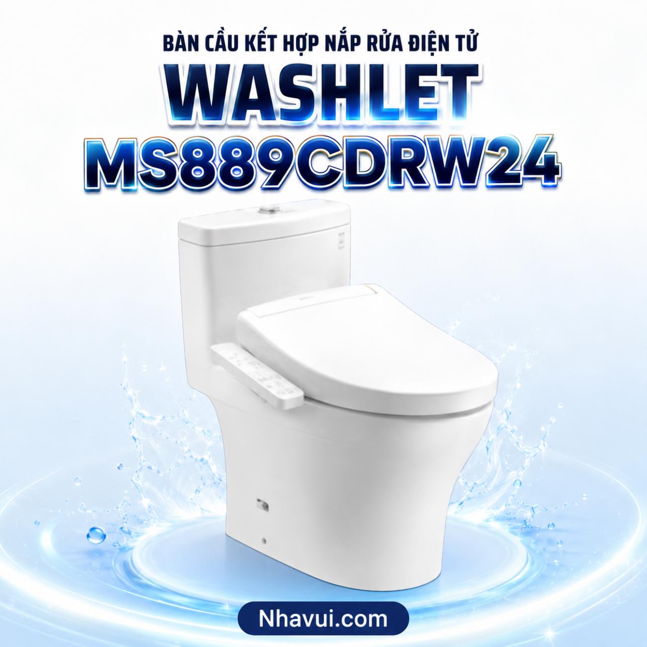 Bàn cầu kết hợp nắp rửa điện tử TOTO MS889CDRW24 WASHLET S2