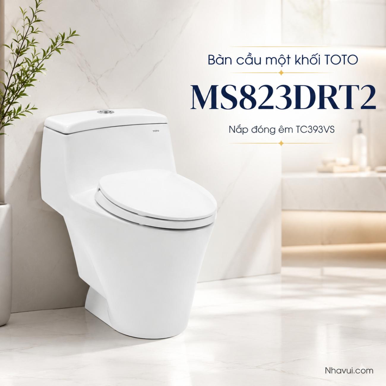 Bàn cầu một khối TOTO MS823DRT2 kết hợp nắp đóng êm TC393VS