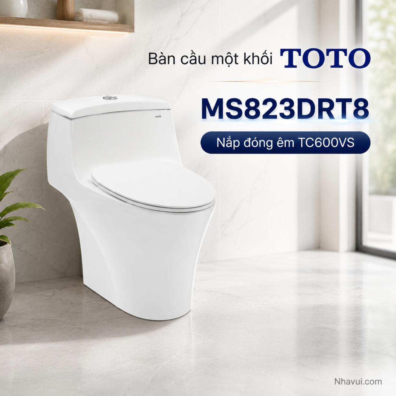 Bàn cầu một khối TOTO MS823DRT8 kết hợp nắp đóng êm TC600VS