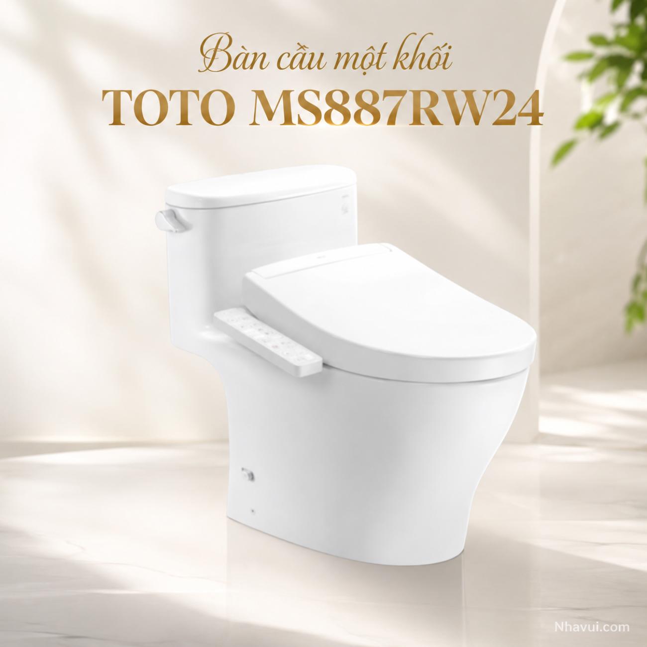 Bàn cầu một khối TOTO MS887RW24 kết hợp nắp rửa điện tử WASHLET S2