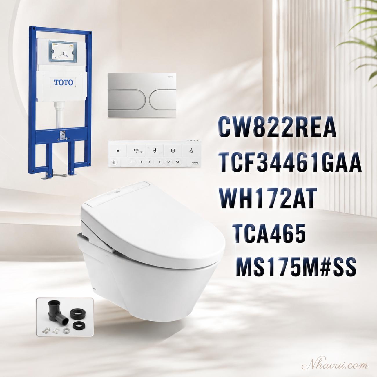 Bàn cầu treo tường kèm nắp rửa điện tử TOTO CW822REA WASHLET dòng S5 TCF34461GAA