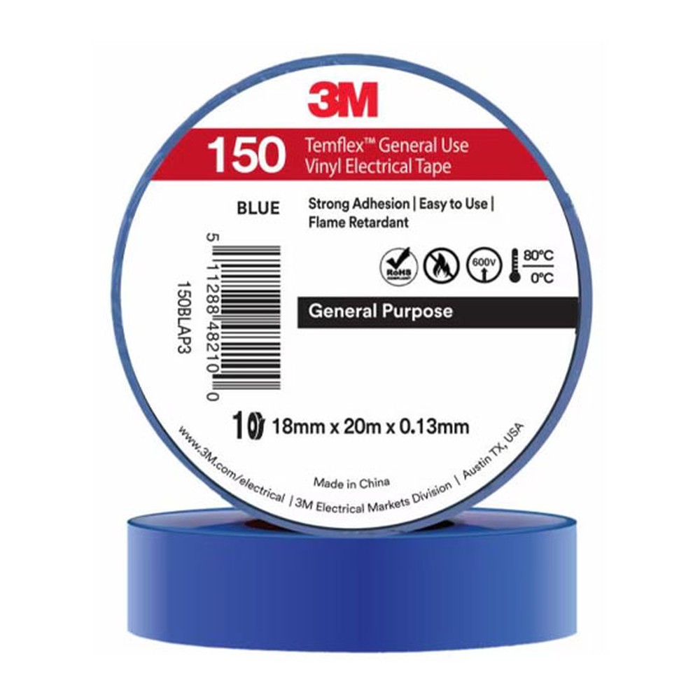 Băng keo điện 3M Temflex 150 màu xanh lam khổ 18 mm
