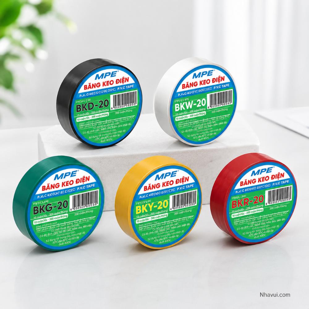 Băng keo điện MPE Seri BK 20Y P.V.C cách điện nhiều màu