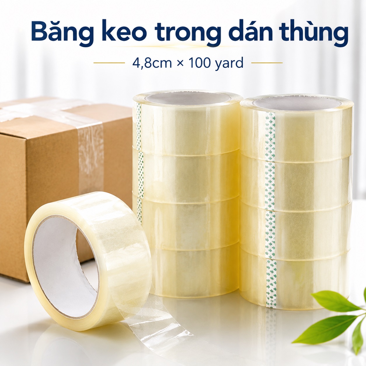Băng keo trong dán thùng 4,8cm × 100 yard