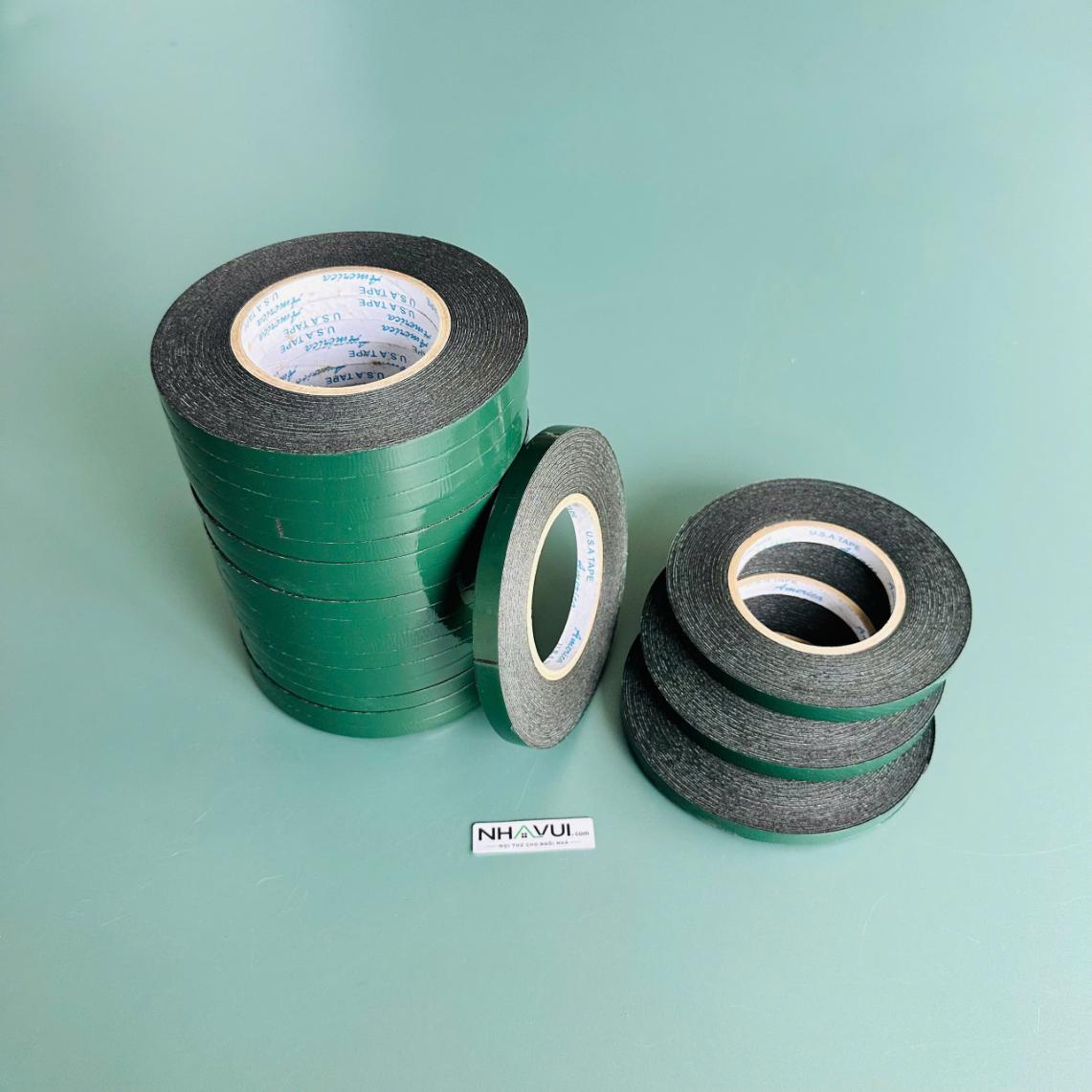 Băng keo xốp 2 mặt màu xanh