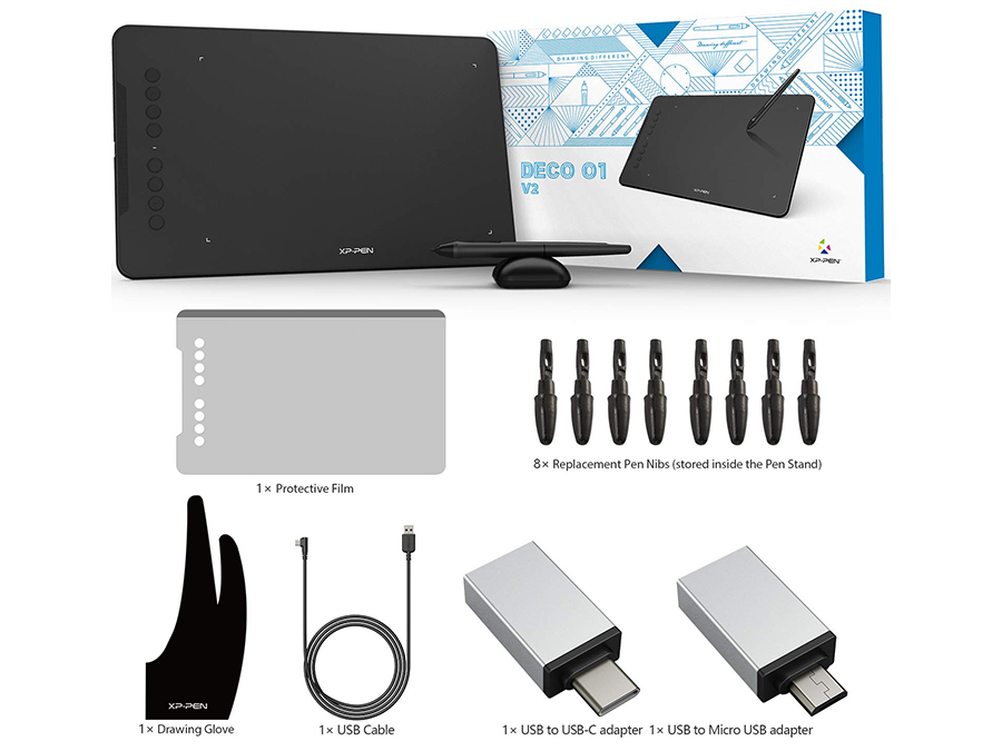 Bảng vẽ điện tử XP-Pen Deco 01 V2 hỗ trợ Android, cảm ứng nghiêng