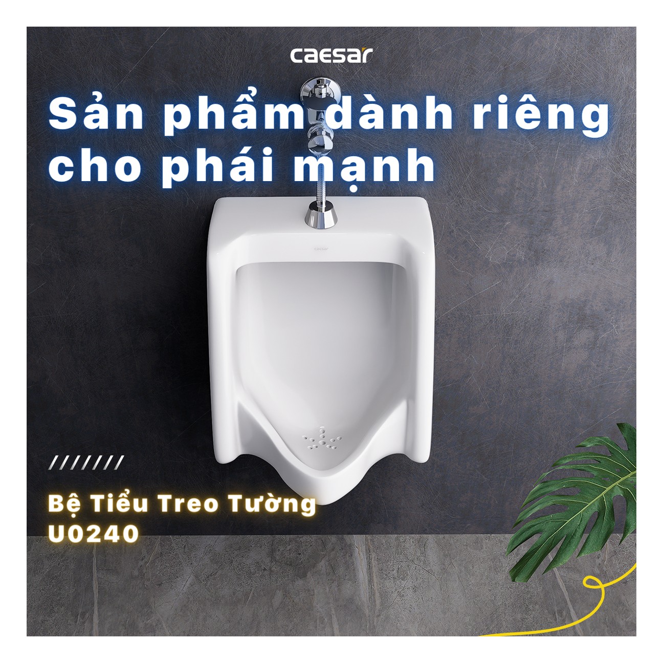 Bệ tiểu nam (treo tường) Caesar U0240 + A623 – 310 x 400 x 625mm chính hãng, bảo hành 24 tháng