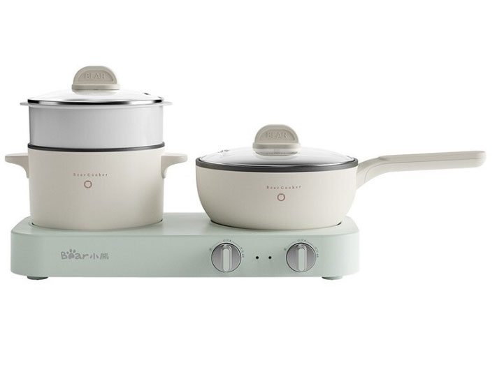 Bếp điện đôi đa năng Bear SB-BD02N kèm nồi inox và chảo chống dính